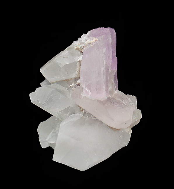 Morganite and Kunzite on Quartz, Mawi Pegmatite, Nilaw-Kolum Pegmatite Field, Du Ab District, Nuristan, Afghanistan