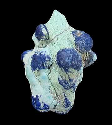 Azurite on Prosopite, Santa Rosa Mine, Santa Rosa, Municipio de Mazapil, Zacatecas, Mexico