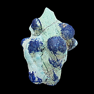 Azurite on Prosopite, Santa Rosa Mine, Santa Rosa, Municipio de Mazapil, Zacatecas, Mexico