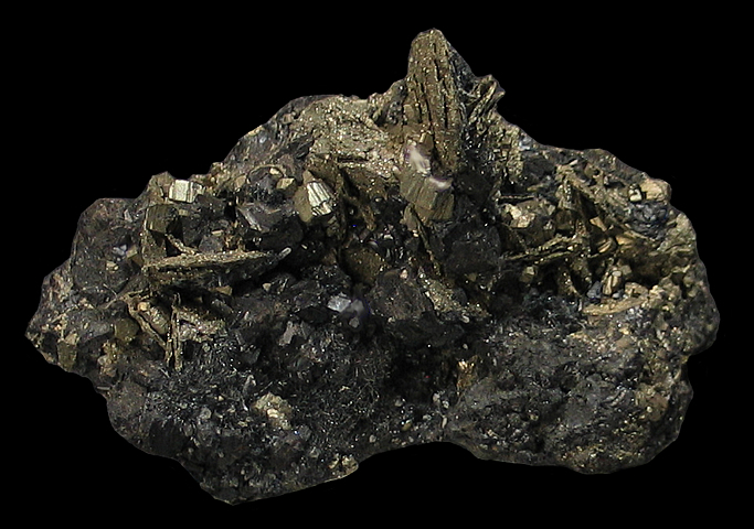 Pyrite pseudomorph after Pyrrhotite with Boulangerite,  Noche Buena Mine, Municipio de Mazapil, Zacatecas, Mexico