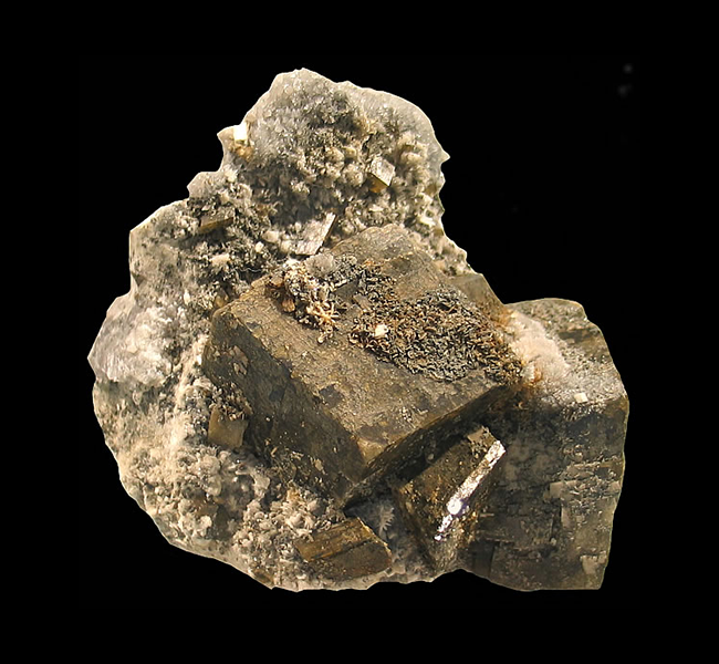 Siderite, Calcite and Pectolite, Poudrette Quarry, Mont Saint-Hilaire, Québec, Canada