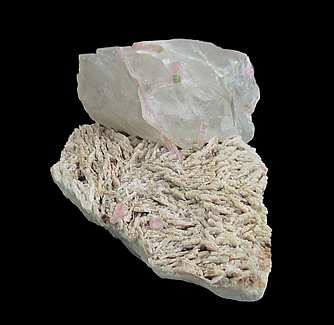 Quartz on Cleavelandite with Elbaite, Cryo-Genie Mine, Warner Springs Mining District, San Diego County, CA